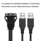 RF-56 Dual-port USB3.0 Waterproof Cable Car Dashboard Audio Extension Line, Cable Length: 1m, Dashboard Audio Extension Line