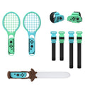 DOBE TNS-2123 Sports Lightsaber + Leg Strap + Tennis Racket + Wrist Strap 7 In 1 Sports Set For Nintendo Switch, DOBE 7 In 1