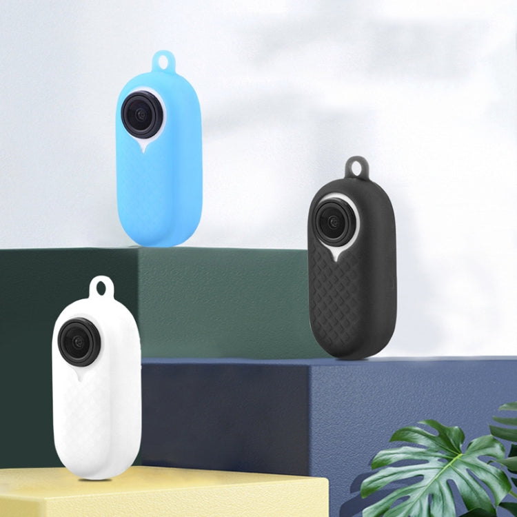2 PCS Thumb Camera Silicone Case + Lanyard For Insta360 GO2, Black, White, Blue