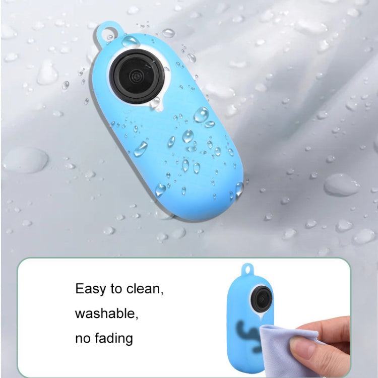2 PCS Thumb Camera Silicone Case + Lanyard For Insta360 GO2, Black, White, Blue