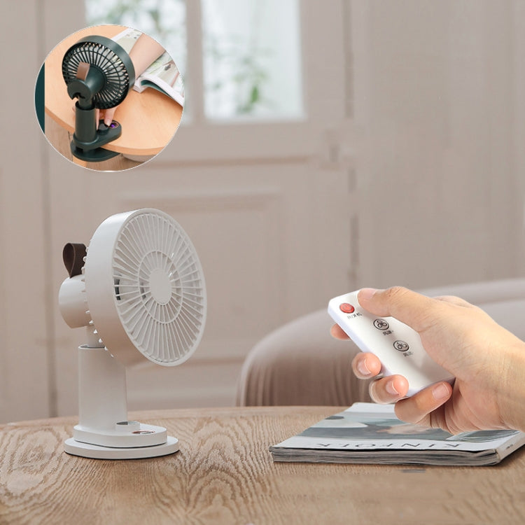 Smart Remote Control Usb Charging Shaking Head Desktop Fan Stroller Clip Fan, White, Black, Green