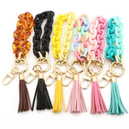 Keychain Ladies Acrylic Bracelet Jewelry, Brown, Black, Yellow, Colorful, Pink, Green