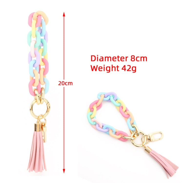 Keychain Ladies Acrylic Bracelet Jewelry, Brown, Black, Yellow, Colorful, Pink, Green