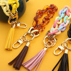 Keychain Ladies Acrylic Bracelet Jewelry, Brown, Black, Yellow, Colorful, Pink, Green