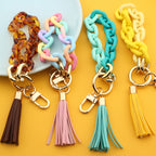 Keychain Ladies Acrylic Bracelet Jewelry, Brown, Black, Yellow, Colorful, Pink, Green