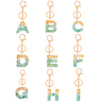 2 PCS Gold Foil Epoxy English Letter Keychain Bag Pendant, A, B, C, D, E, F, G, H, I, J, K, L, M, N, O, P, Q, R, S, T, U, V, W, X, Y, Z
