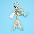 2 PCS Gold Foil English Letter Tassel Keychain Bag Decoration Pendant, A, B, C, D, E, F, G, H, I, J, K, L, M, N, O, P, Q, R, S, T, U, V, W, X, Y, Z