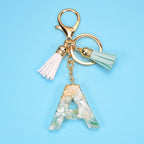 2 PCS Gold Foil English Letter Tassel Keychain Bag Decoration Pendant, A, B, C, D, E, F, G, H, I, J, K, L, M, N, O, P, Q, R, S, T, U, V, W, X, Y, Z