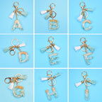 2 PCS Gold Foil English Letter Tassel Keychain Bag Decoration Pendant, A, B, C, D, E, F, G, H, I, J, K, L, M, N, O, P, Q, R, S, T, U, V, W, X, Y, Z