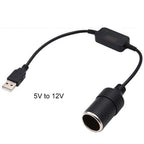 2 PCS Car USB to Cigarette Lighter Socket 5V to 12V Boost Power Adapter Cable, 35cm, 60cm, 120cm