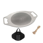 NOBANA Outdoor BBQ Pan Camping Stainless Steel Frying Pan, Style:, BBQ Pan+Hemp Rope, BBQ Pan+Stand+Hemp Rope, BBQ Pan+BBQ Net+Hemp Rope, BBQ Pan+Stand+BBQ Net+Hemp Rope