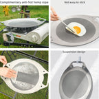NOBANA Outdoor BBQ Pan Camping Stainless Steel Frying Pan, Style:, BBQ Pan+Hemp Rope, BBQ Pan+Stand+Hemp Rope, BBQ Pan+BBQ Net+Hemp Rope, BBQ Pan+Stand+BBQ Net+Hemp Rope