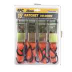 4PCS 15 Inch Tensioner Ratchet Strap Car Ratchet Thread Tensioner, Orange, Black