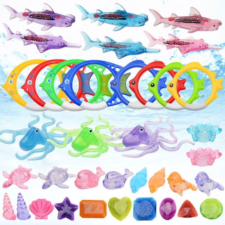 Large Torpedo Diving Swimming Pool Toys Children Summer Water Toys, 4PCS Torpedo, 5PCS Diving Stick, 3PCS Octopus, 4PCS Hard Ring, 4PCS Soft Ring, 3PCS Small Seaweed, 3PCS Big Seaweed, 8PCS Small Stones (large), 8PCS Big Stones (small), 4PCS Sea Horses...