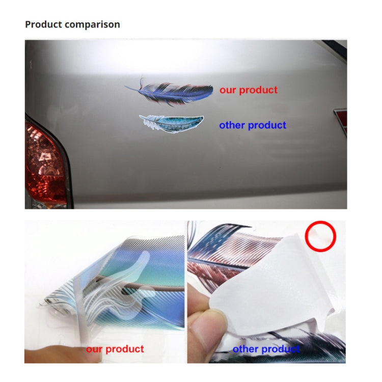 5 Sets Car 3D Feather Body Sticker Scratch Blocking Sticker, Style 1, Style 2, Style 3, Style 4, Style 5, Black Feathers, White Feathers
