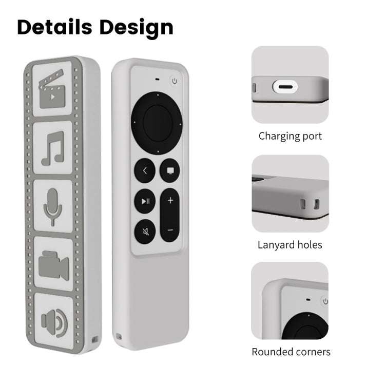 Silicone Remote Controller Waterproof Anti-Slip Protective Cover For Apple TV 4K 2021, (Gray White), (Luminous Color), (Brown), (Black)