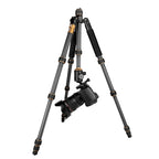 QingZhuangShiDai Q666C Portable Travel Photography Ball Head SLR Camera Carbon Fiber Tripod, Q666C(Black)