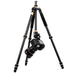 QingZhuangShiDai Q222C SLR Camera Carbon Fiber Portable Travel Tripod, Q222C(Black)