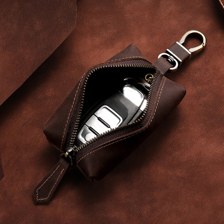 QY-9029  Car Universal Retro Crazy Horse Leather Key Case, Crazy Horse Leather Dark Coffee
