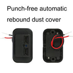 4.8A Punch-Free Automatic Spring Cover RV Bus Modified Dual USB Car Charger, 4.8A