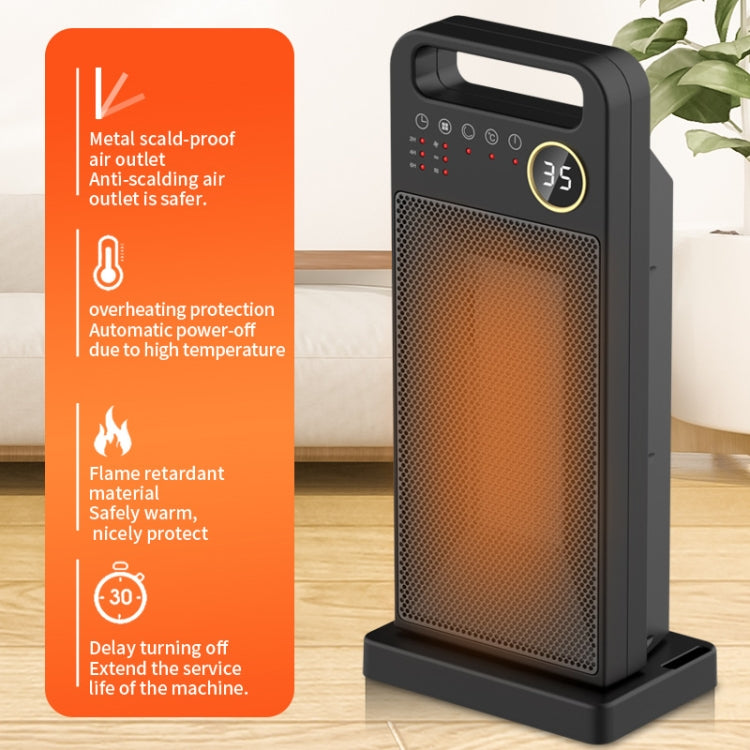 LCD Digital Display Rotary Remote Control Electric Heater PTC Ceramic Heating Heater, Spec:, EU Plug (Black), UK Plug (Black)