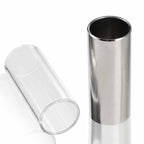 Metal Electric Guitar Glide Pipe Glass Guitar Glide Stick Finger Set, Silver+Transparent