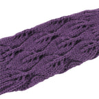 Winter Men and Women Knitted Jacquard Leaves Cycling Warm Fingerless Wool Gloves, Purple, Black, White, Jujube, Shallow Gray, Coffee, Deep Gray