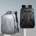 160 Large Capacity ABS Waterproof Laptop Backpack with USB Charging Port, Light Grey, Black