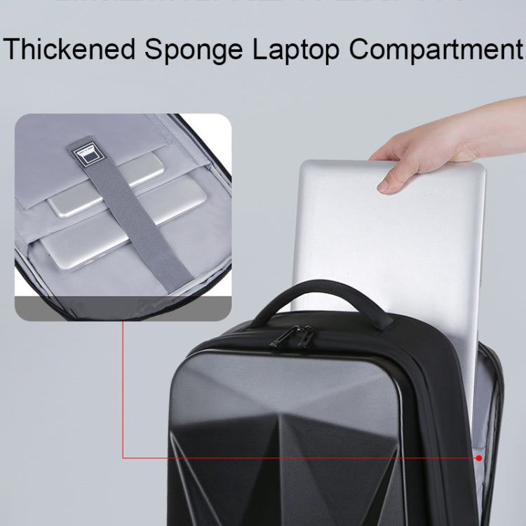 160 Large Capacity ABS Waterproof Laptop Backpack with USB Charging Port, Light Grey, Black