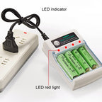 BMAX 4 Slot Independent AA/AAA Battery Charging Seat, 4 Slot EU Plug(White)
