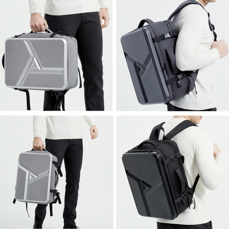 Large-capacity Waterproof Expandable Hard Shell Backpack with USB Charging Hole, 161 Light Grey, 161 Black, 161 Dark Gray, 162 Black, 162 Deep Gray, 162 Light Gray