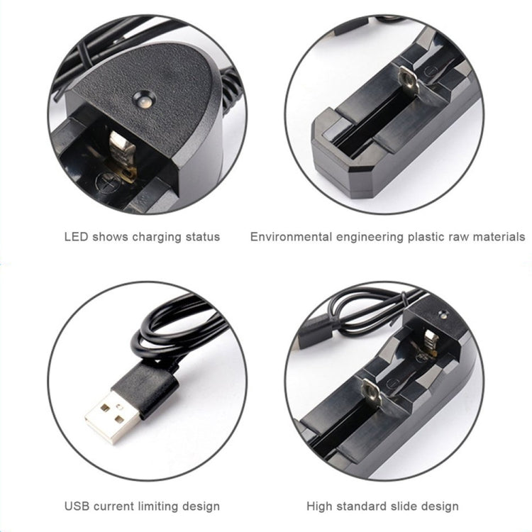 3 PCS BMAX 18650 Lithium Battery Single Slot USB Charger, Single Slot USB(Black)