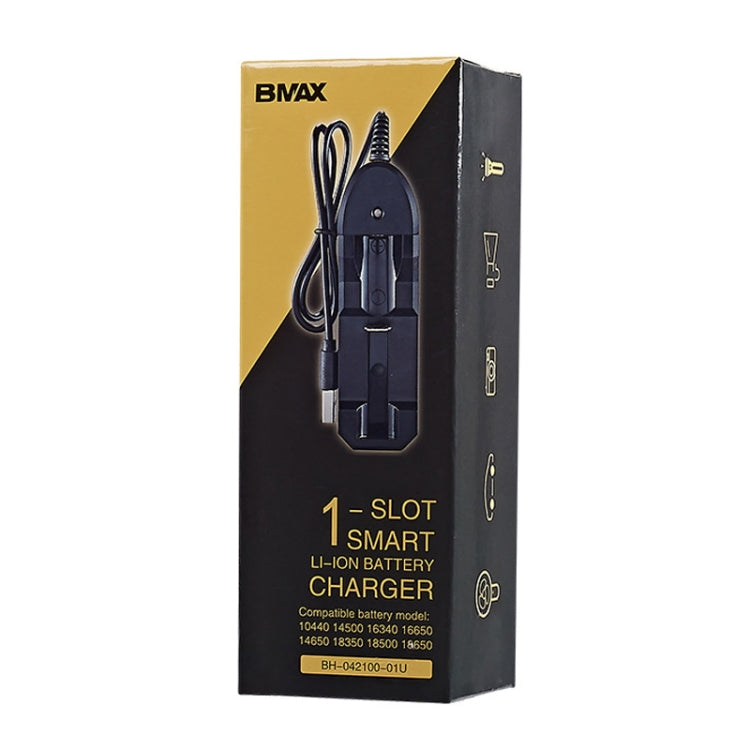3 PCS BMAX 18650 Lithium Battery Single Slot USB Charger, Single Slot USB(Black)