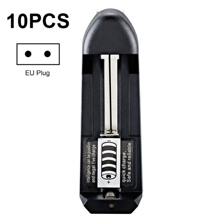 10 PCS BMAX Single Slot Direct Insert Power Supply 18650 Lithium Battery Charger, Single Slot EU Plug(Black), Single Slot US Plug(Black)