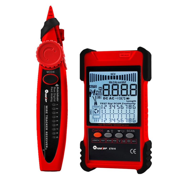 Rechargeable Adjustable Network Cable Tester Wire Tracker POE Cable Tester, ET618 (Red), ET616 (Red)
