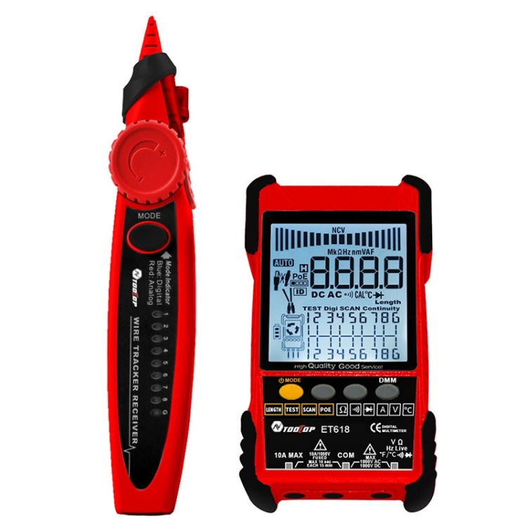 Rechargeable Adjustable Network Cable Tester Wire Tracker POE Cable Tester, ET618 (Red), ET616 (Red)