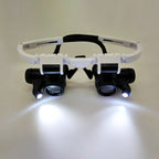 9892H-1  8x / 15x / 23x  2LED Head-mounted Magnifier Watch Repair Glasses Type Magnifier