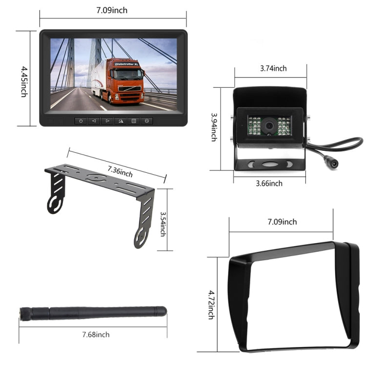 K0205 7 Inch Digital Wireless Car Display Night Vision Reverse Camera Screen, K0205