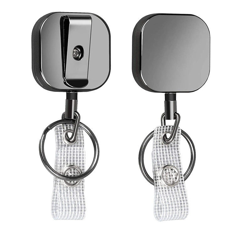 4cm Plated Metal Square Expansion Rope Key Chain, 4cm Square