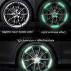 20pcs /Set Car Rainbow Wheel Hub Reflective Stickers Tire Luminous Warning Decoration, Color: Rainbow, Rainbow, Purity