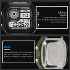 SYNOKE 9619C Nylon Canvas Strap Three-Ring Buckle Vintage Electronic Luminous Watch