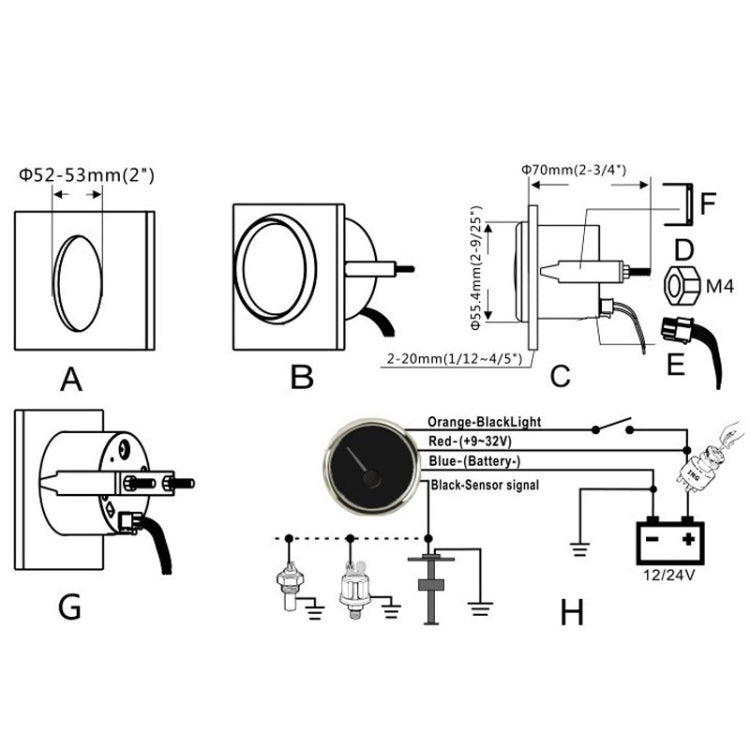 PMM2 DN52mm 12/24V 0-190Ohm Marine Balance Table Lift Table, PMM2 BG, PMM2 BN, PMM2 BS, PMM2 WS, PMM2 WG