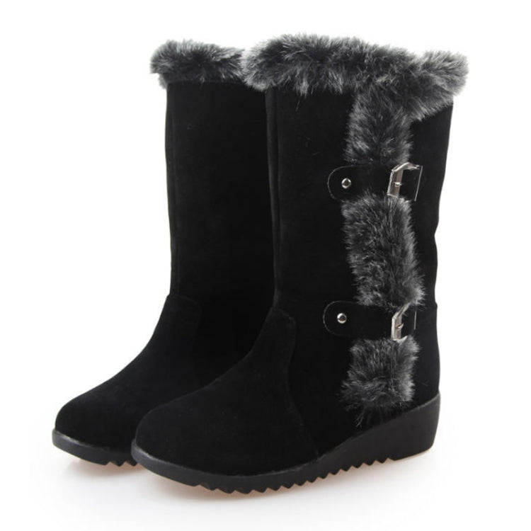 Women Mid-calf Snow Boots Thick-soled Faux Rabbit Fur Cotton Boots, 35, 36, 37, 38, 39, 40, 41, 42