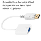 DP to VGA Adapter Wire Square Adapter, Cable Length: 15cm, DP to VGA White, DP to VGA Black