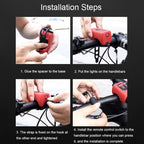 2 In 1 Bicycle Rechargeable Waterproof High Decibel Bell with Highlight Light, Black, Red, Blue