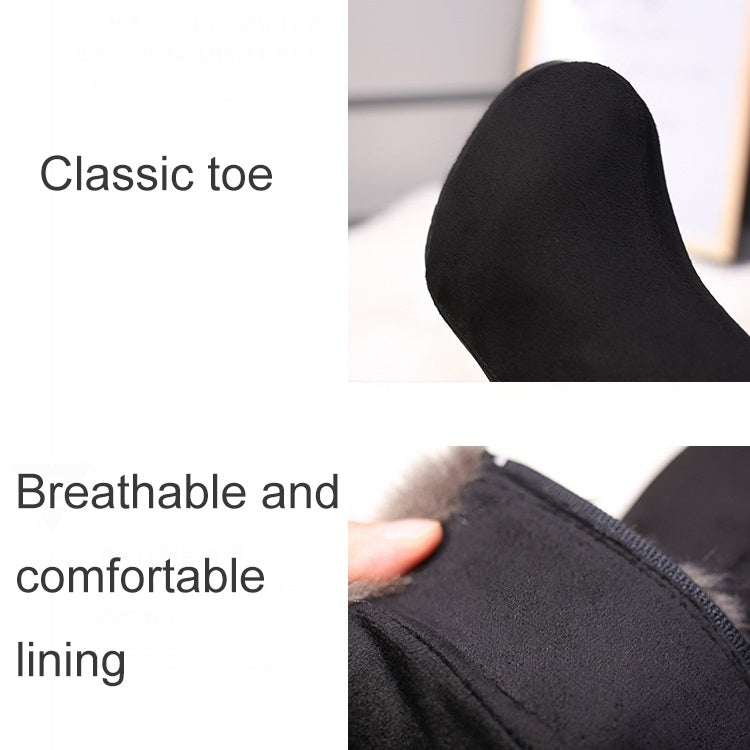 Autumn And Winter Thick High Heeled Padded Warm Suede Round Toe Boots, 32, 33, 34, 35, 36, 37, 38, 39, 40, 41, 42