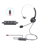 VT200 SIngles Ear Telephone Headset Operator Headset With Mic,Spec:, Type-C With Answer Key, Crystal Head 6-wire Sequence, 3.5mm Single Plug To USB