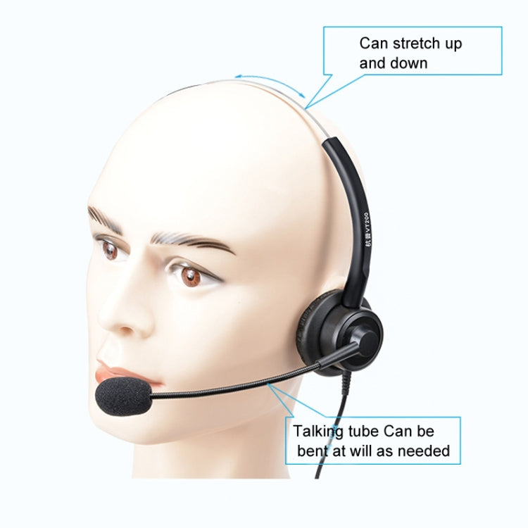 VT200 SIngles Ear Telephone Headset Operator Headset With Mic,Spec:, Type-C With Answer Key, Crystal Head 6-wire Sequence, 3.5mm Single Plug To USB