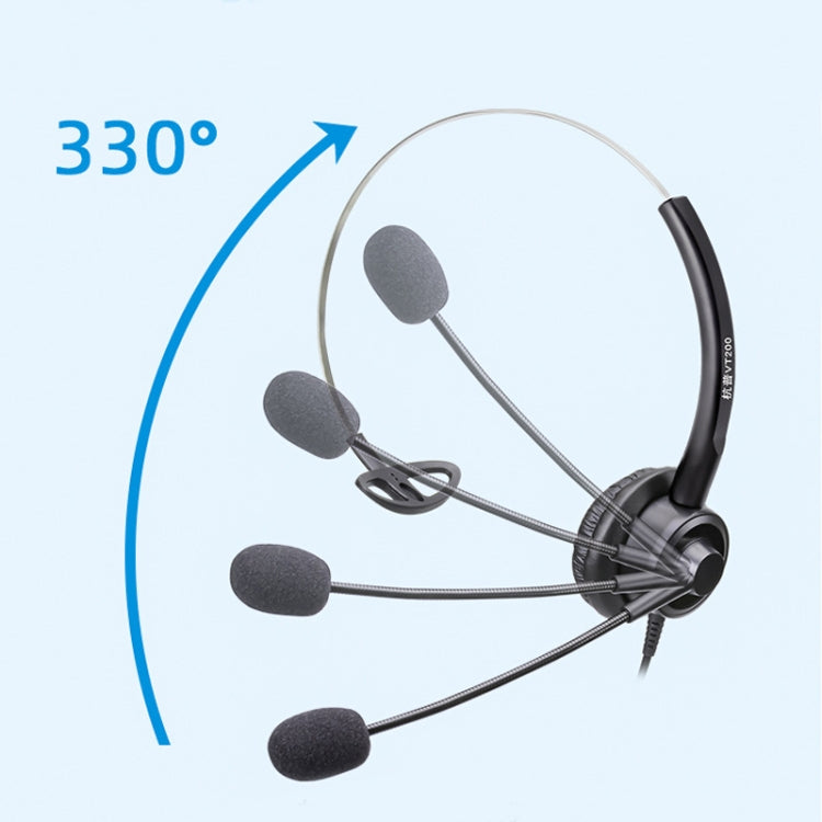 VT200 SIngles Ear Telephone Headset Operator Headset With Mic,Spec:, Type-C With Answer Key, Crystal Head 6-wire Sequence, 3.5mm Single Plug To USB