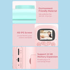 A18 HD Printable Cartoon Kids Digital Camera with Rotating Lens, Spec:, Pink, Pink+16G, Pink+32G, Blue, Blue+16G, Blue+32G